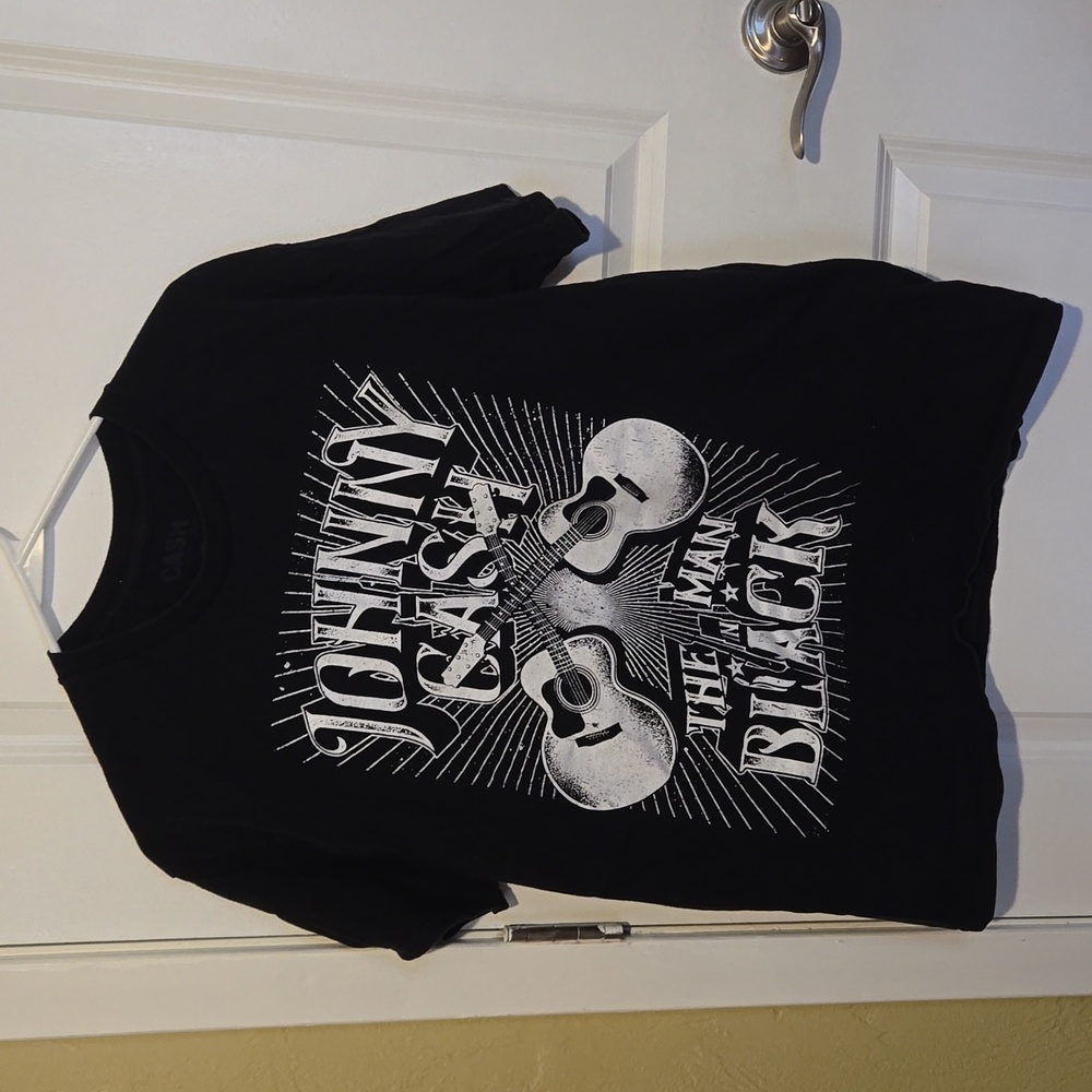 Men's Black Johnny Cash T-Shirt The Man in Black Size Large 42-44